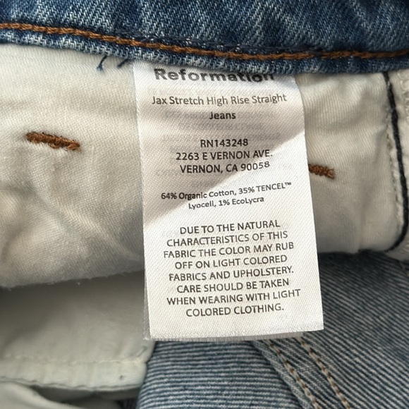 Reformation Jax Stretch High Rise Straight Jeans | Size 25 | Norris Wash - Picture 5 of 9